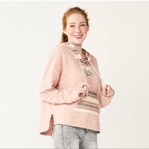 SO Women’s Boho Hooded Sweatshirt Blush Pink Size Small. Like new condition